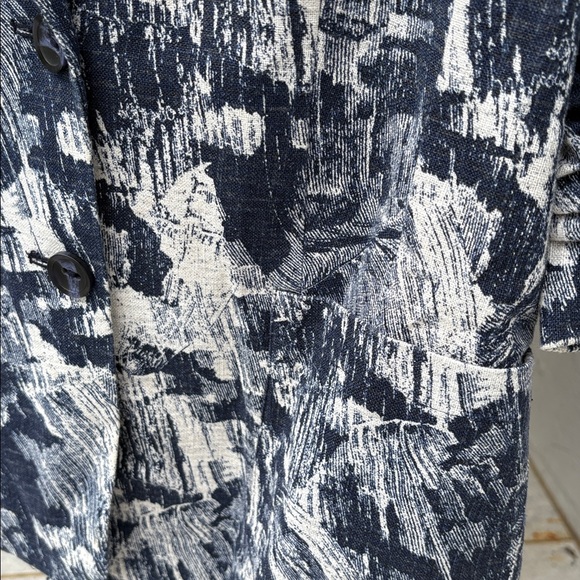 Cold Water Creek Navy/Cream Jacket with 3/4 Sleeves - Picture 7 of 14